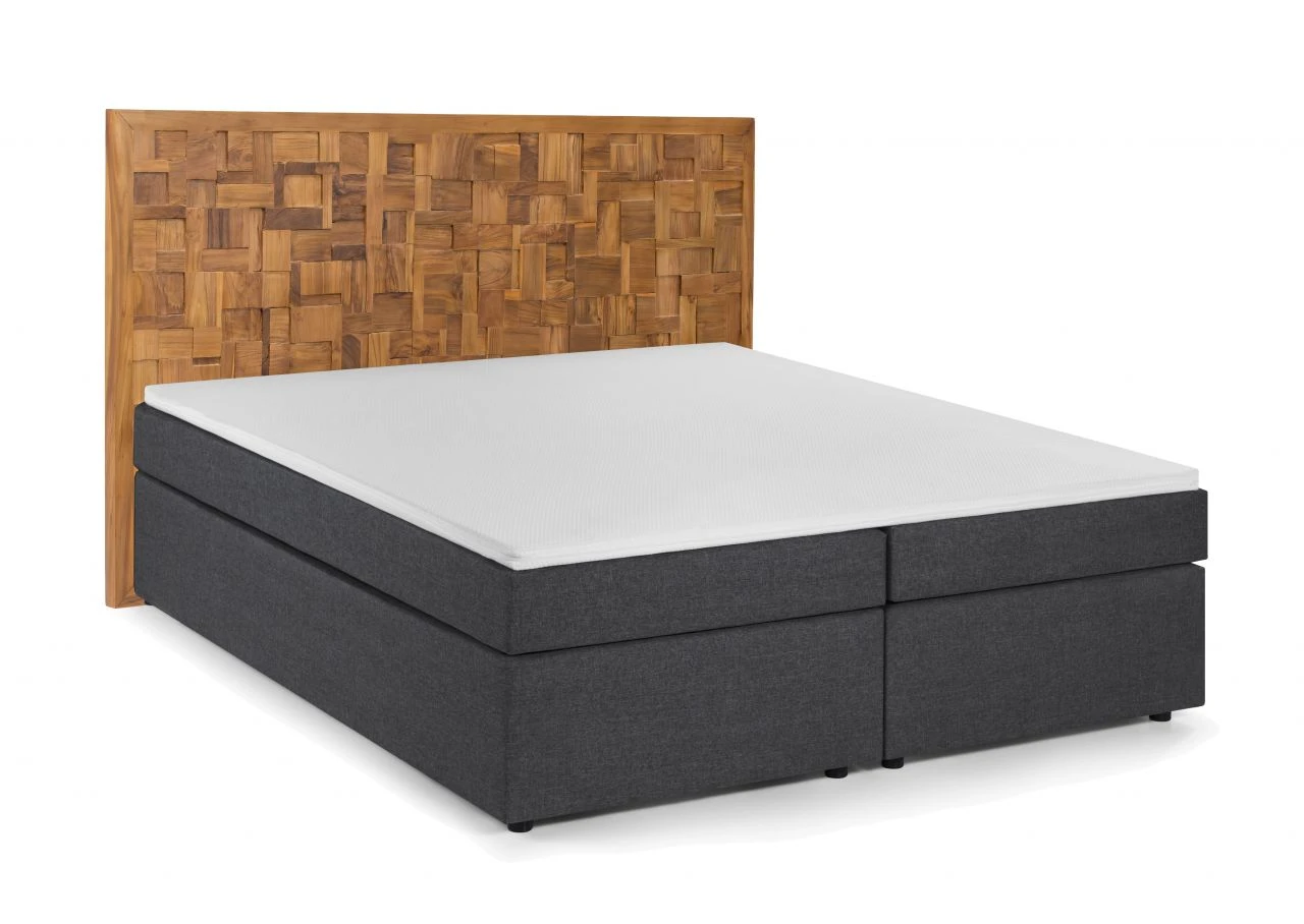THIS & THAT Boxspringbett Mit Holz-Mosaik-Kopfteil 18006-03 1 THIS & THAT Boxspringbett Mit Holz-Mosaik-Kopfteil 18006-03