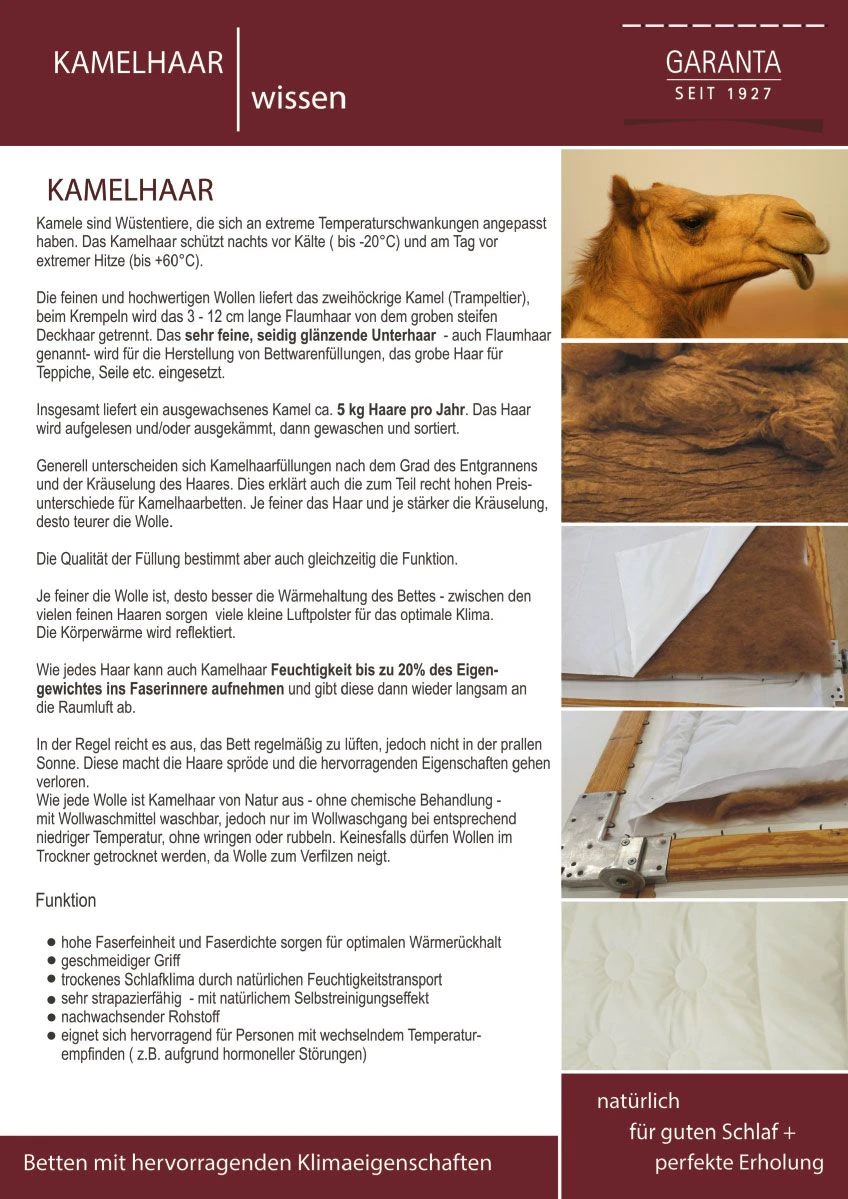 Extra-Leichtsteppbett Kamelhaar 2 Extra-Leichtsteppbett Kamelhaar – Bild 2