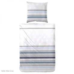 Streifen, Blau-Grau 135 X 200 + 80 X 80 Cm